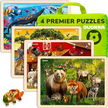 Wooden Animal Adventure Puzzles Set for Ages 3-8