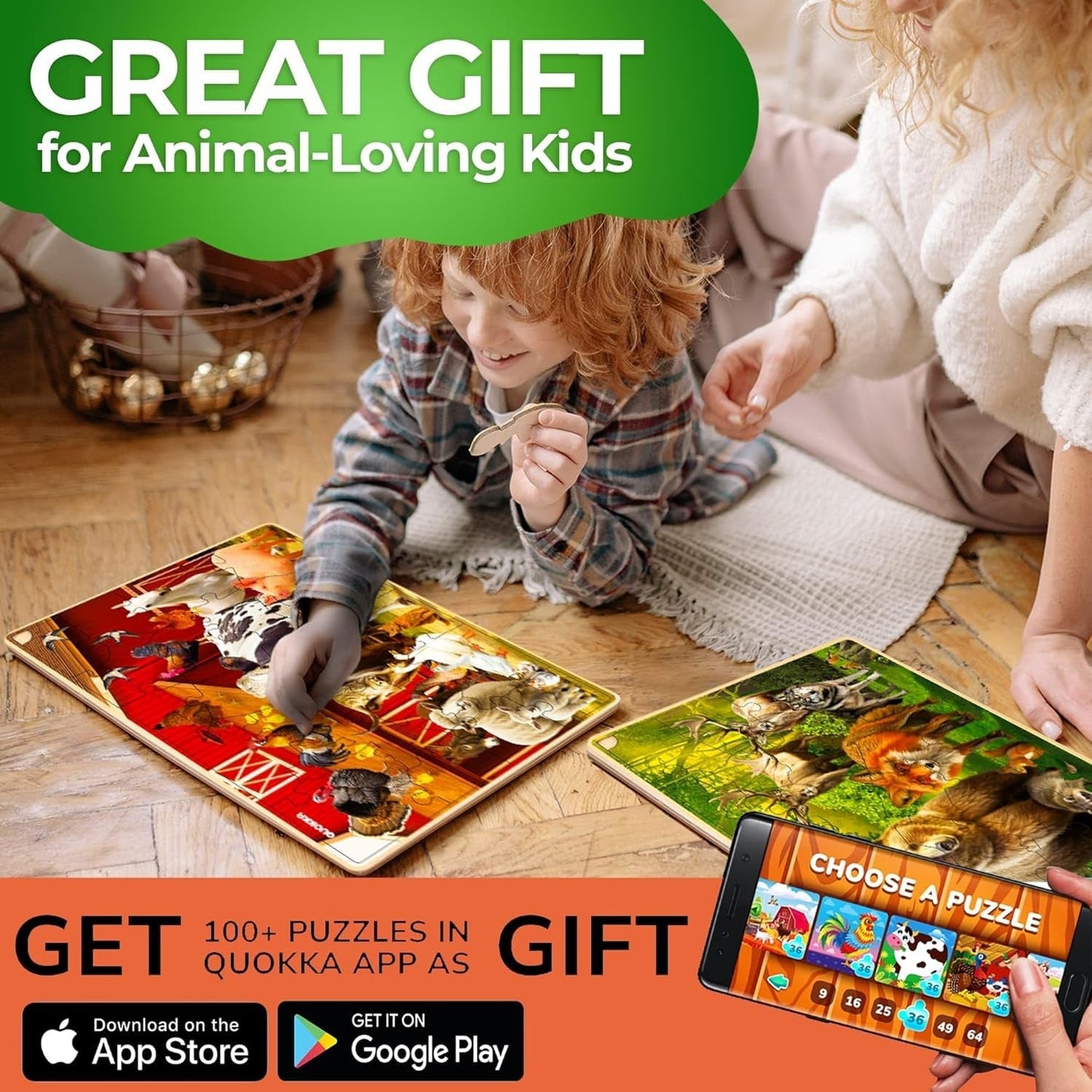 Wooden Animal Adventure Puzzles Set for Ages 3-8