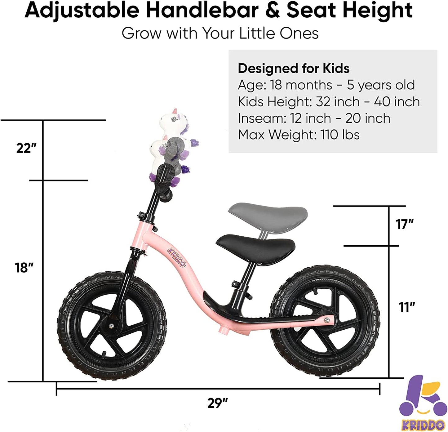 Toddler Balance Bike 2 Year Old, Age 18 Months to 5 Years Old, Early Learning Interactive Push Bicycle with Steady Balancing and Footrest, 2-5 Boys Girls