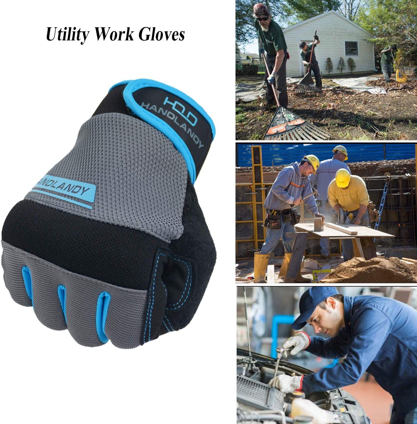 Work Gloves Mens & Women, Utility Safety Mechanic Touch Screen Working Gloves