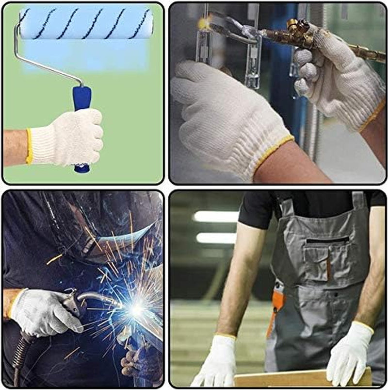 Work Gloves 12 Pairs-Cotton String Knit Cotton Polyester Gloves for Mechanic Industrial Warehouse Gardening BBQ Construction Painter Men & Women（Large-Thick-Economic) $1.58 per Pair