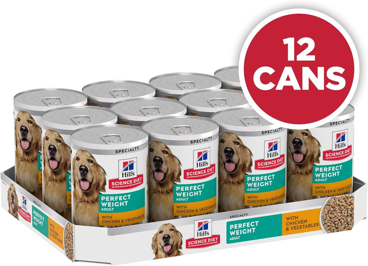 Adult Perfect Weight with Chicken & Vegetables Wet Dog Food, 363G Cans, 12 Pack