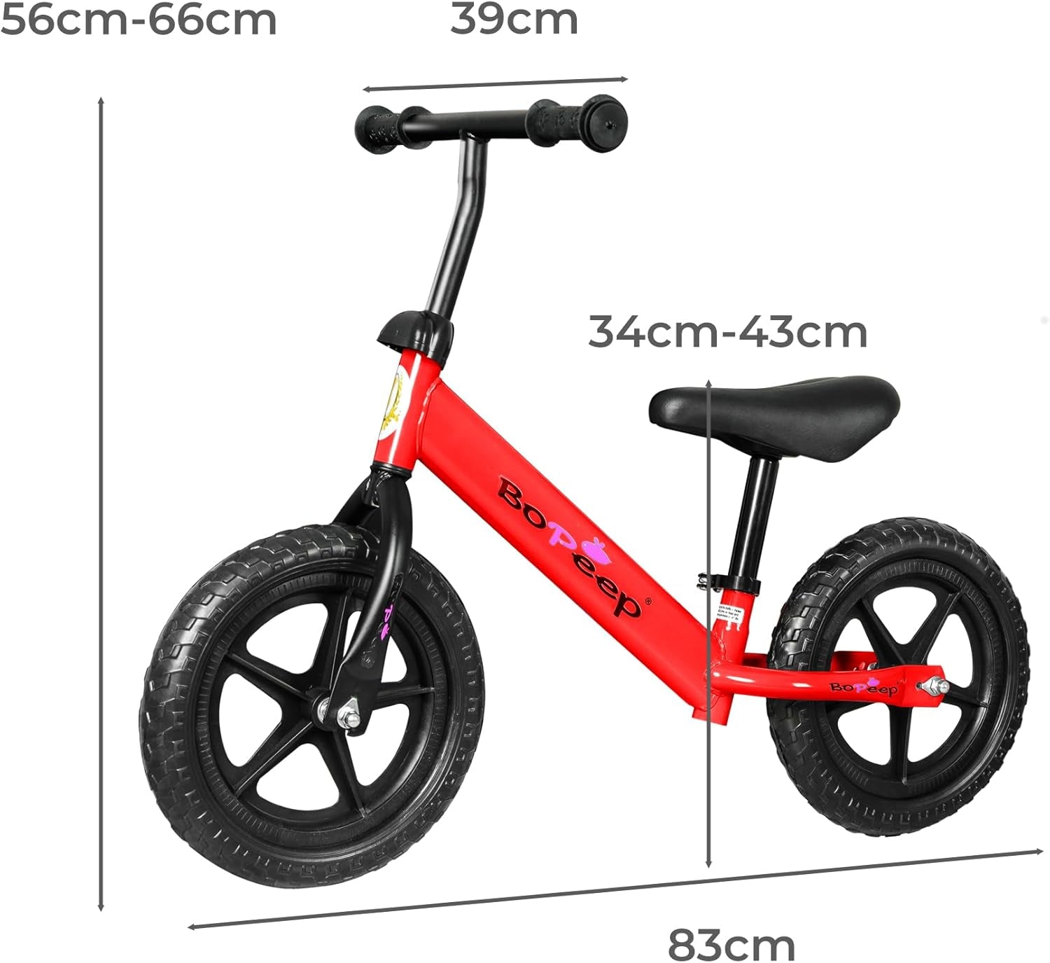 Bopeep Kids Balance Bike Ride on Toys Training Push Bicycle Children Outdoor Safe Lightweight Boys & Girls Adjustable Handlebar Seat EVA Tires(Red)