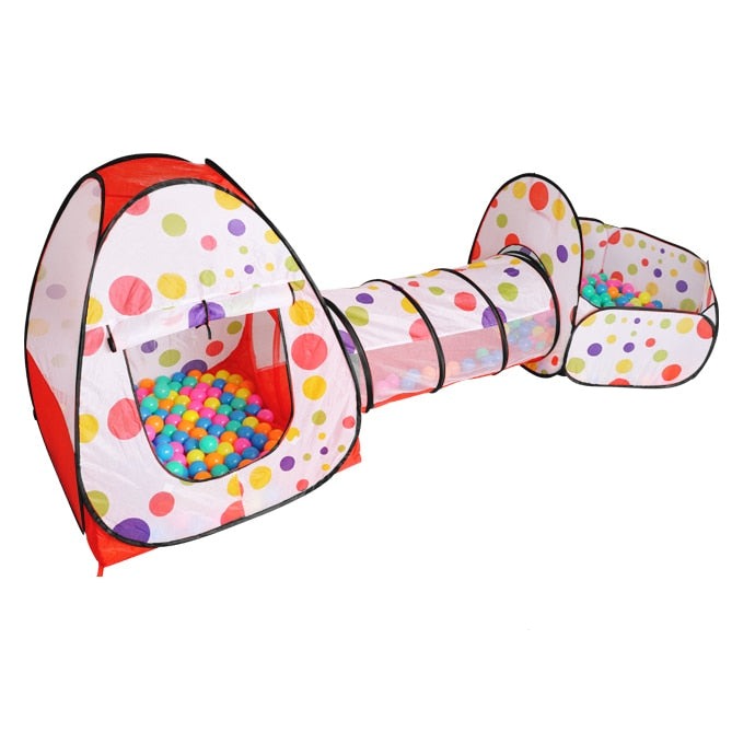 3-in-1 Imaginative Kids Play Tent with Ball Pit & Tunnel