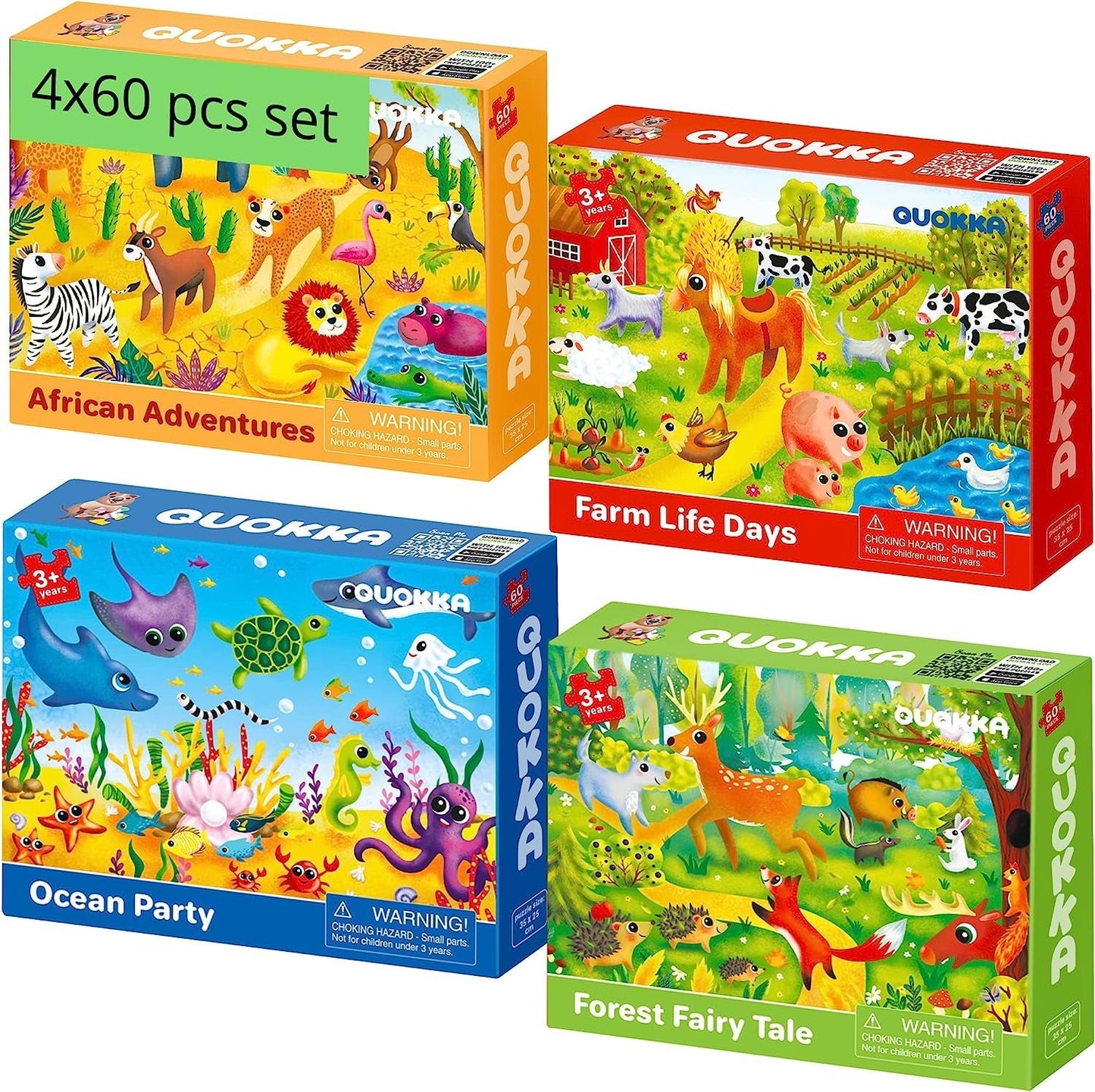 60 Piece Puzzles for Kids Ages 3-5 - Set of 4 Jigsaw