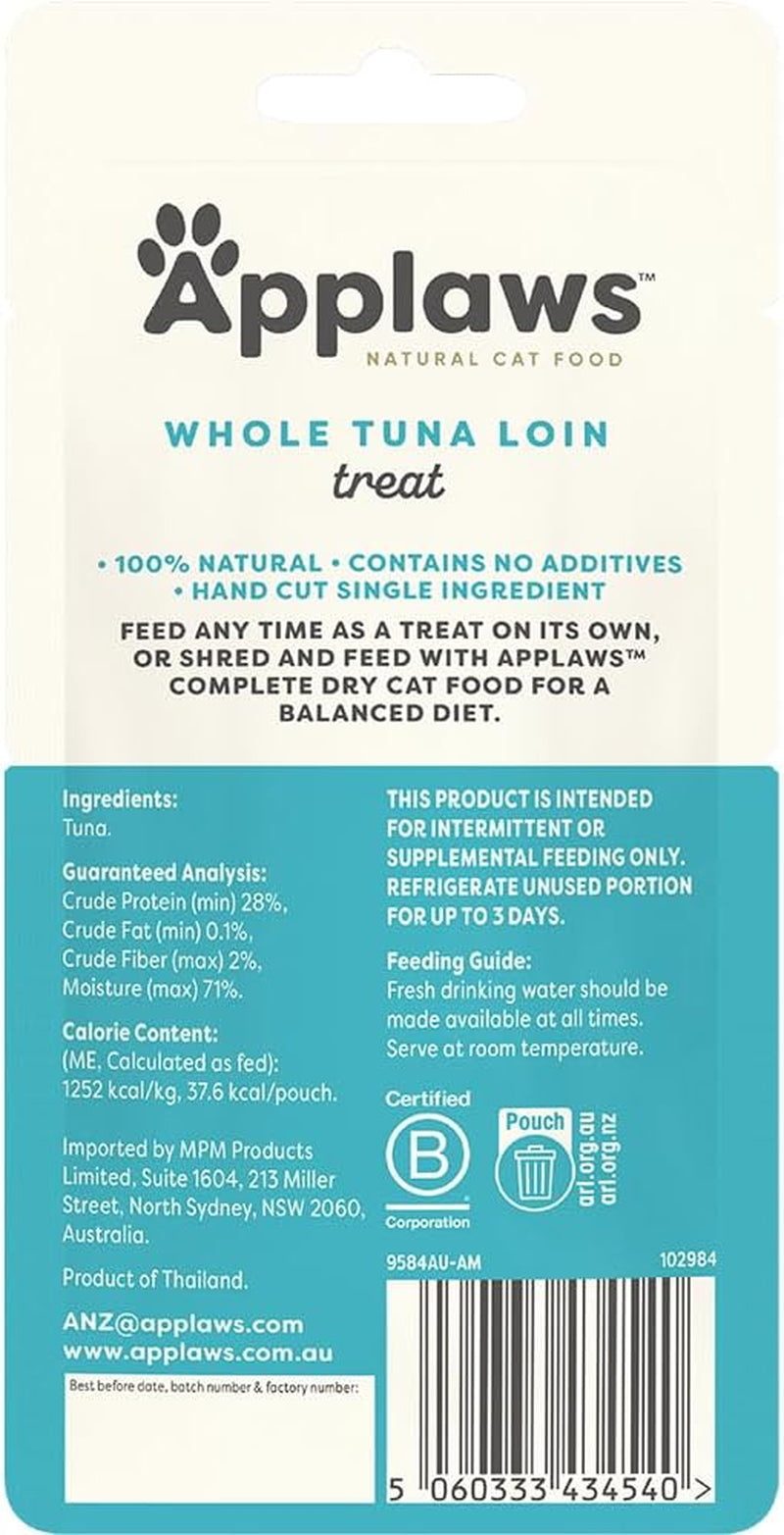 Whole Tuna Loin - Natural Cat Food Treat, Complementary Pet Food for Adult Cats, 30 G, Pack of 18