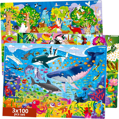 3 X 100 Pieces Jigsaw Puzzles