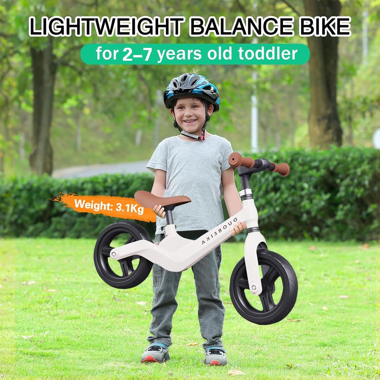 Toddler Balance Bike, 12" No Pedal Balance Bicycle for 2-7 Years Old Kids, Lightweight Sport Training Bike with Adjustable Handlebar and Seat, Steady Balancing, Gift Bike Toys for Boys Girls