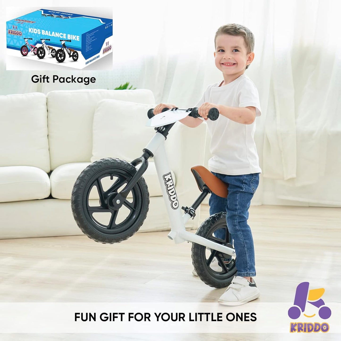 Toddler Balance Bike for Age 18 Months to 5 Years Old, 12 Inch Push Bicycle with Customize Plate (3 Sets of Stickers Included)