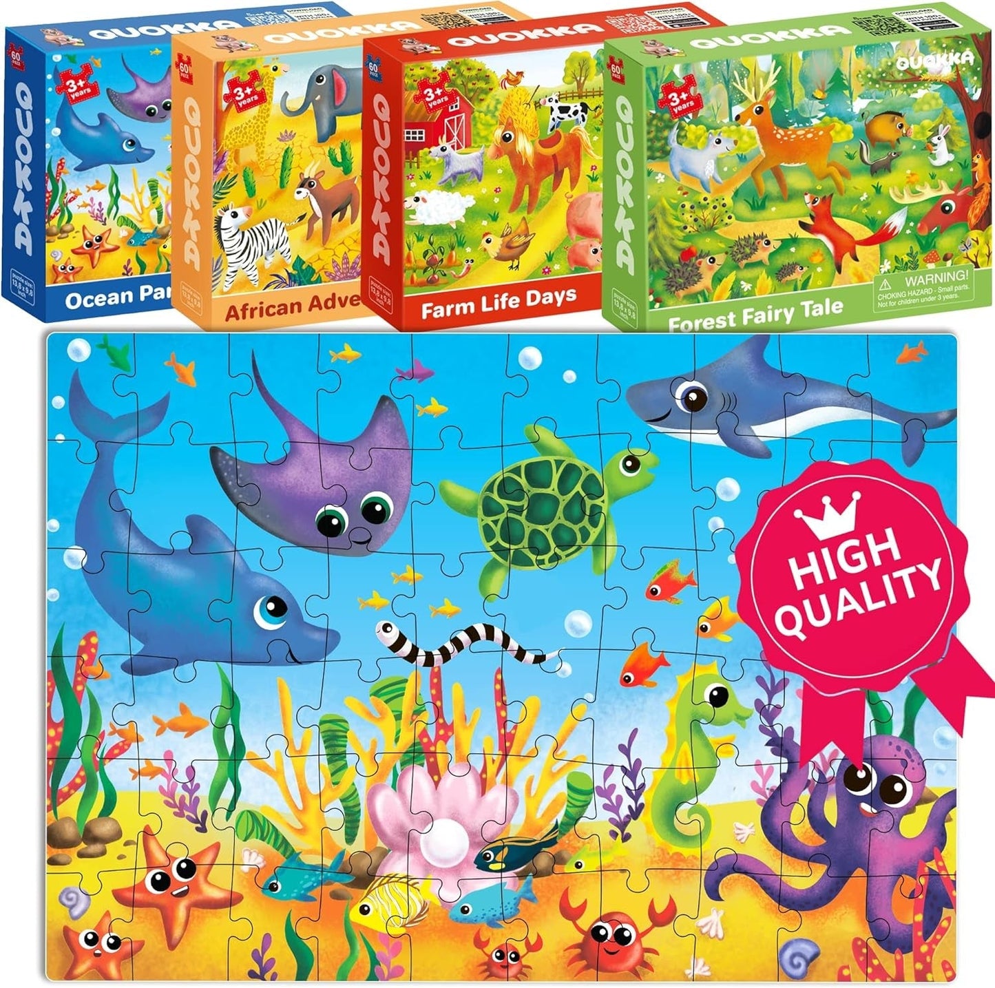 60 Piece Puzzles for Kids Ages 3-5 - Set of 4 Jigsaw