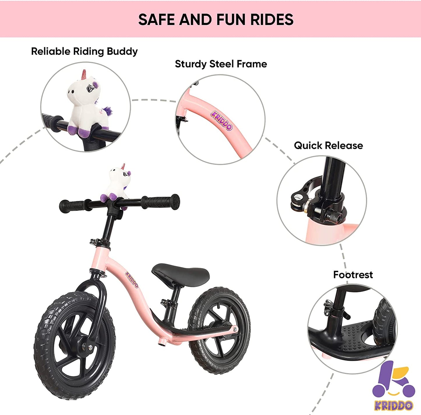 Toddler Balance Bike 2 Year Old, Age 18 Months to 5 Years Old, Early Learning Interactive Push Bicycle with Steady Balancing and Footrest, 2-5 Boys Girls