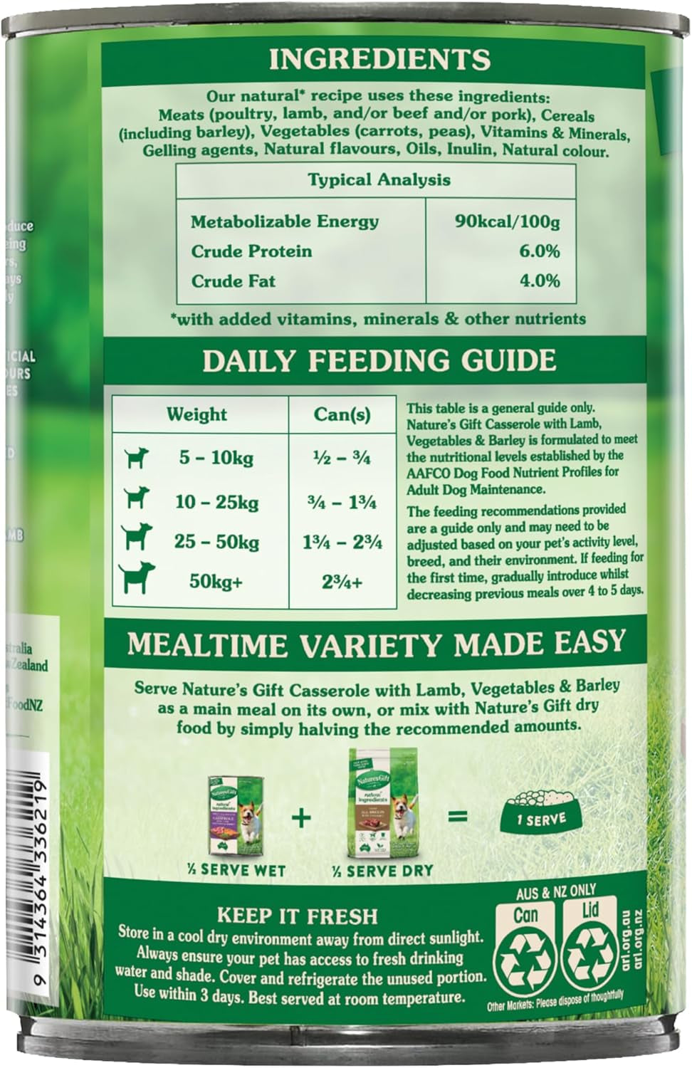 Casserole with Lamb, Vegetables & Barley Adult Dog Wet Food Can 700G (Pack of 12)