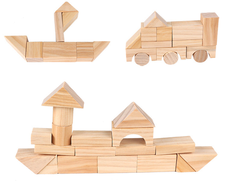 Eco-Friendly Pine Building Blocks - 100 Piece Set