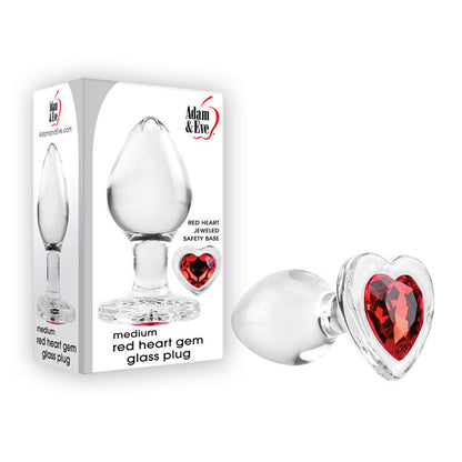 Adam & Eve RED HEART GEM GLASS PLUG MEDIUM