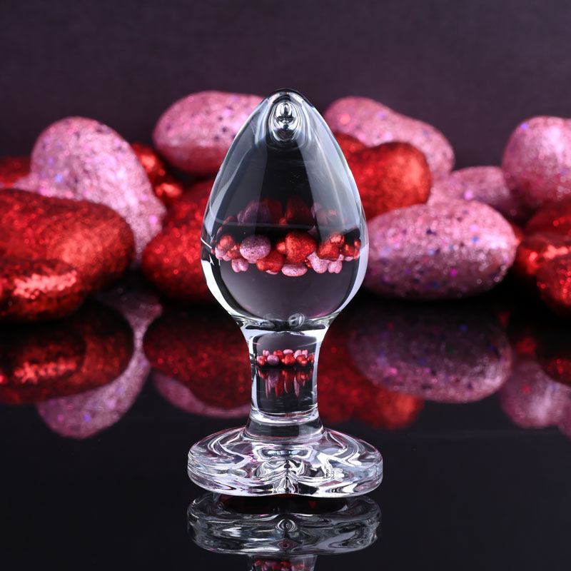 Adam & Eve RED HEART GEM GLASS PLUG MEDIUM