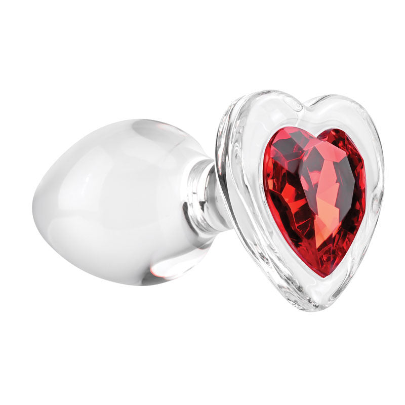 Adam & Eve RED HEART GEM GLASS PLUG MEDIUM