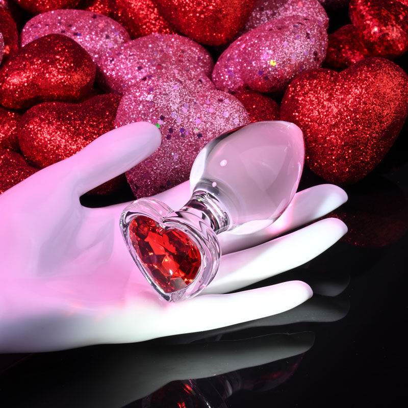 Adam & Eve RED HEART GEM GLASS PLUG LARGE