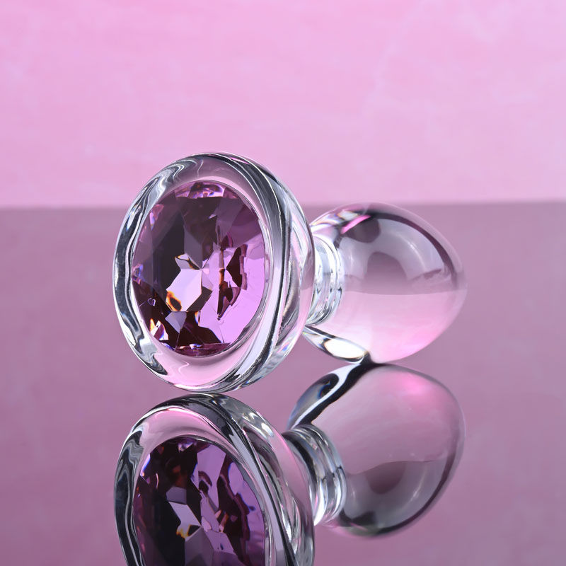 Adam & Eve PINK GEM GLASS PLUG SMALL