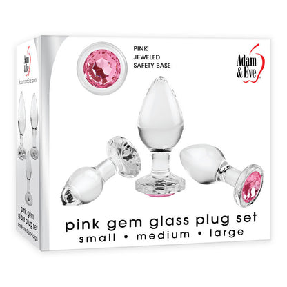 Adam & Eve PINK GEM GLASS PLUG SET