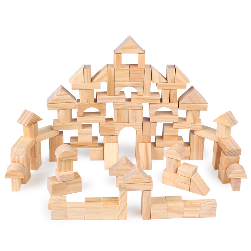 Eco-Friendly Pine Building Blocks - 100 Piece Set