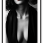 Black and white fashion photography print womans breasts chest with red lipstick sexy lady  