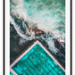 An ocean wall art with a blue and green water sea with famous iceberg swimming pool in Bondi, Sydney, Australia