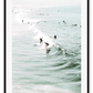 Ocean sea waves surfing and white wash summer portrait busy beach 