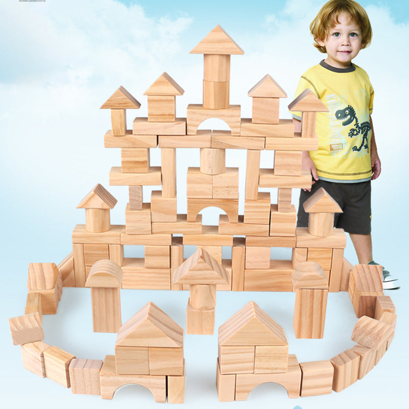 Eco-Friendly Pine Building Blocks - 100 Piece Set