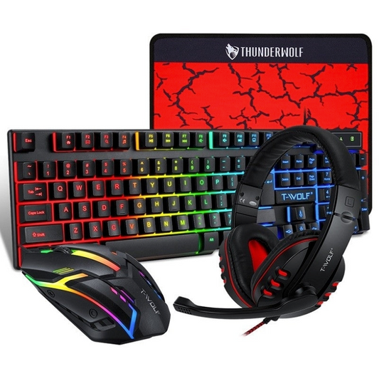 T-Wolf TF800 RGB 4-pcs Gaming Keyboard/ Mouse/ Headphone/ Mouse Pad Kit Set