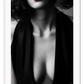 Black and white fashion photography print womans breasts chest with red lipstick sexy lady  