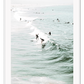 Ocean sea waves surfing and white wash summer portrait busy beach 