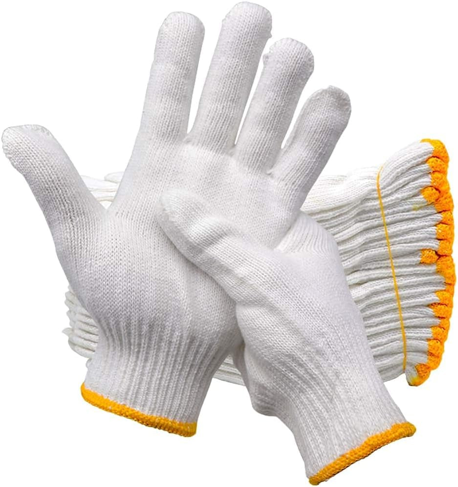 Work Gloves 12 Pairs-Cotton String Knit Cotton Polyester Gloves for Mechanic Industrial Warehouse Gardening BBQ Construction Painter Men & Women（Large-Thick-Economic) $1.58 per Pair