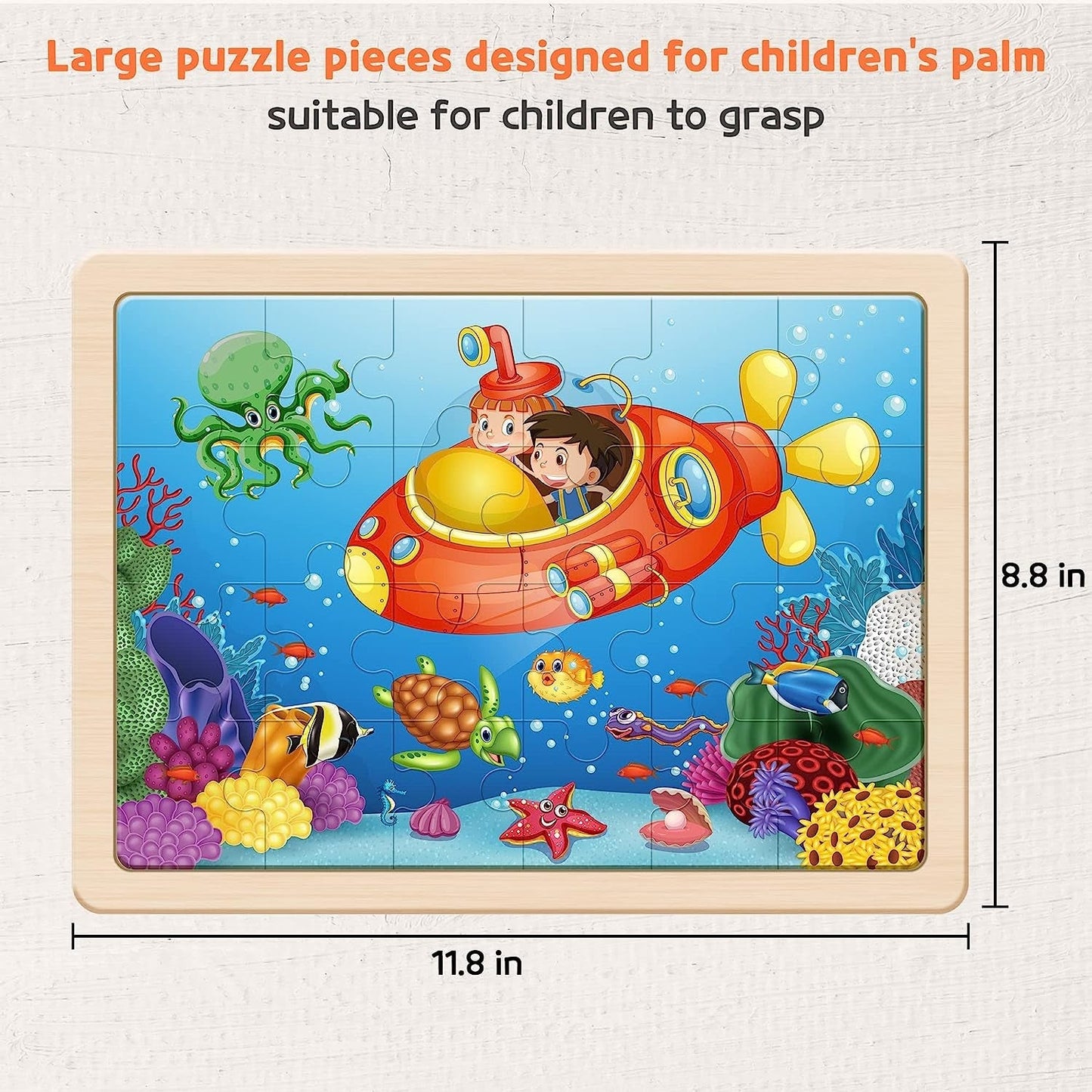 Packs 24 Pcs Wood Jigsaw Puzzles Preschool Educational Brain Teaser