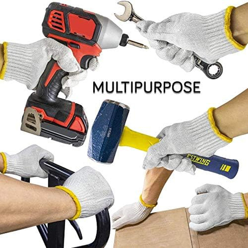 Work Gloves 12 Pairs-Cotton String Knit Cotton Polyester Gloves for Mechanic Industrial Warehouse Gardening BBQ Construction Painter Men & Women（Large-Thick-Economic) $1.58 per Pair