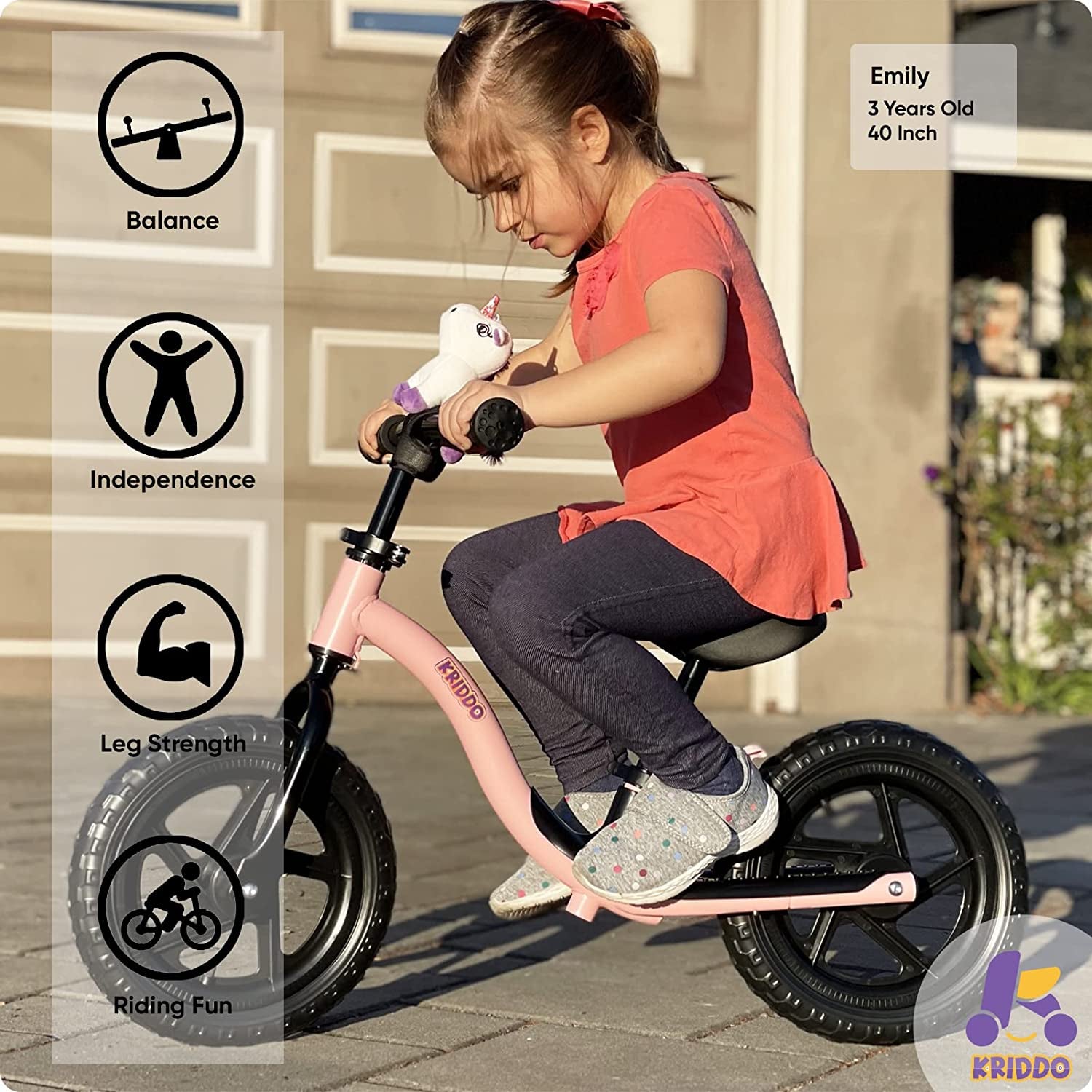 Toddler Balance Bike 2 Year Old, Age 18 Months to 5 Years Old, Early Learning Interactive Push Bicycle with Steady Balancing and Footrest, 2-5 Boys Girls