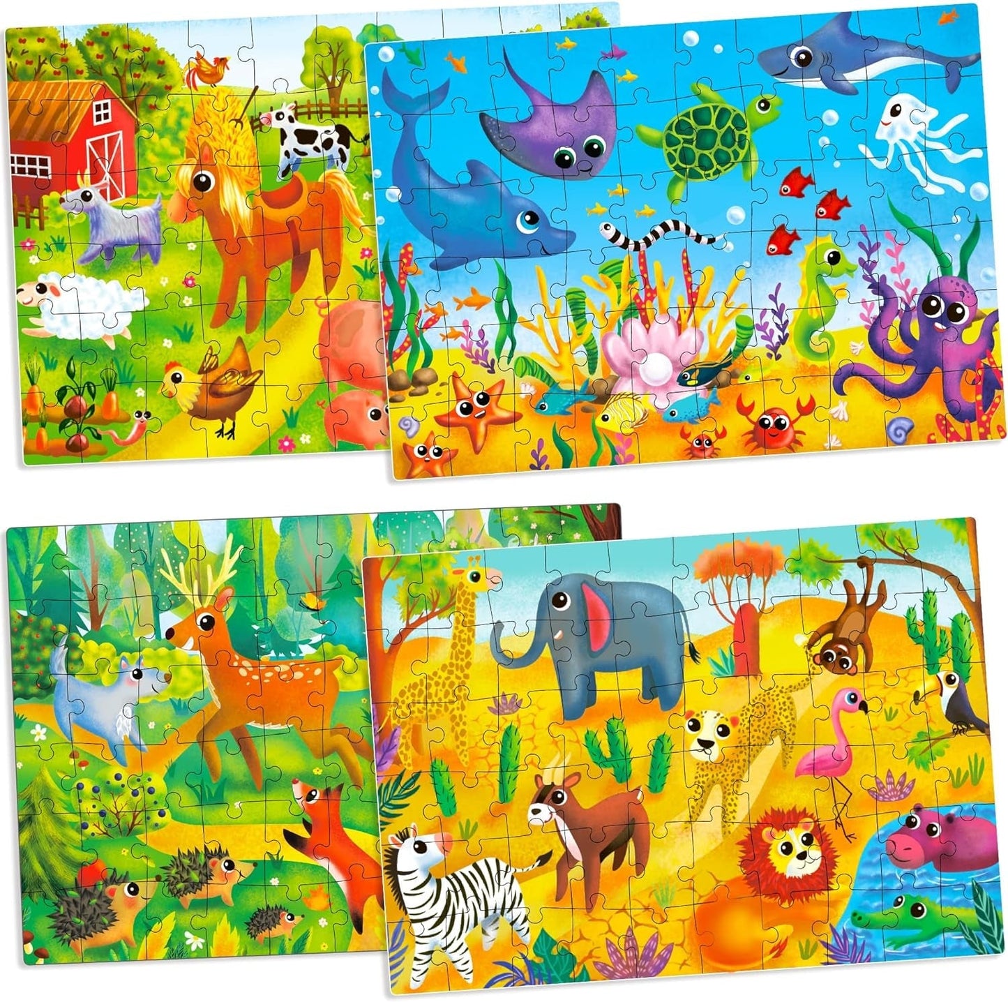 60 Piece Puzzles for Kids Ages 3-5 - Set of 4 Jigsaw