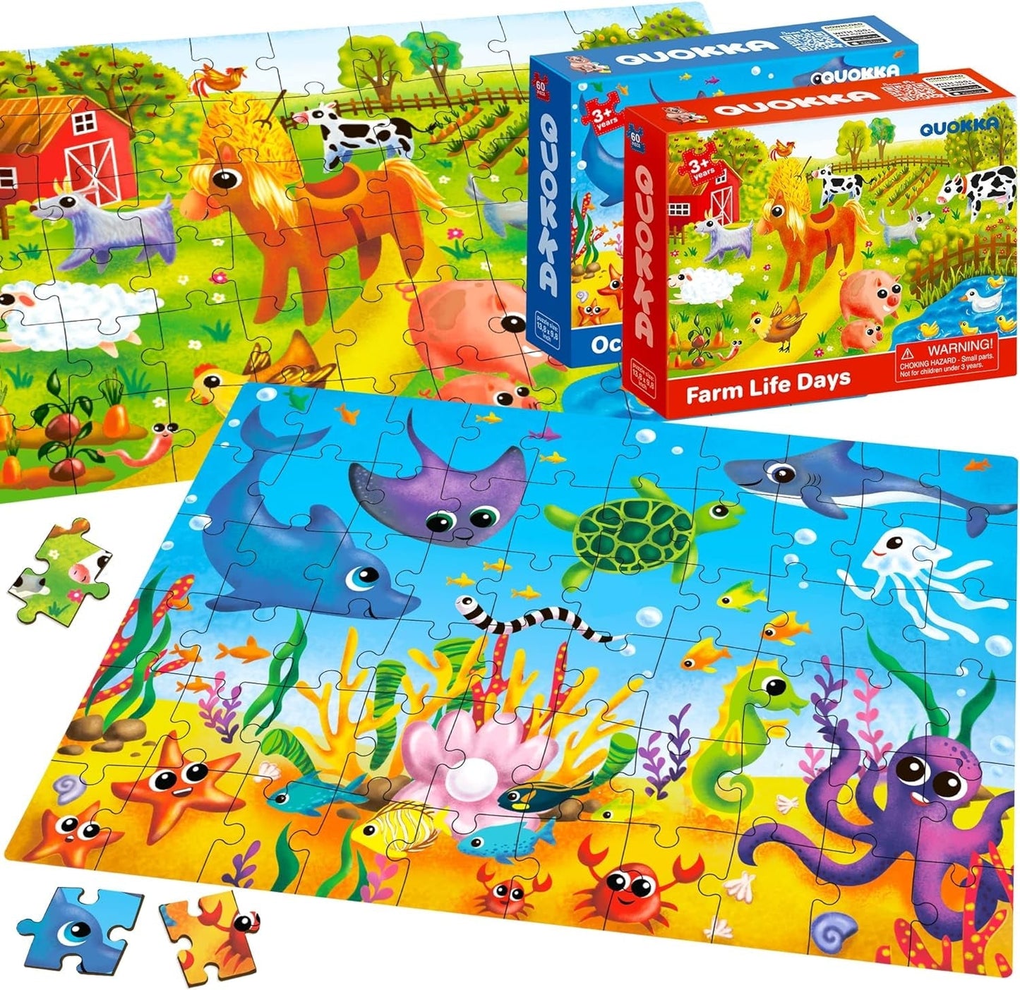 60 Piece Puzzles for Kids Ages 3-5 - Set of 4 Jigsaw