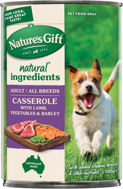 Casserole with Lamb, Vegetables & Barley Adult Dog Wet Food Can 700G (Pack of 12)