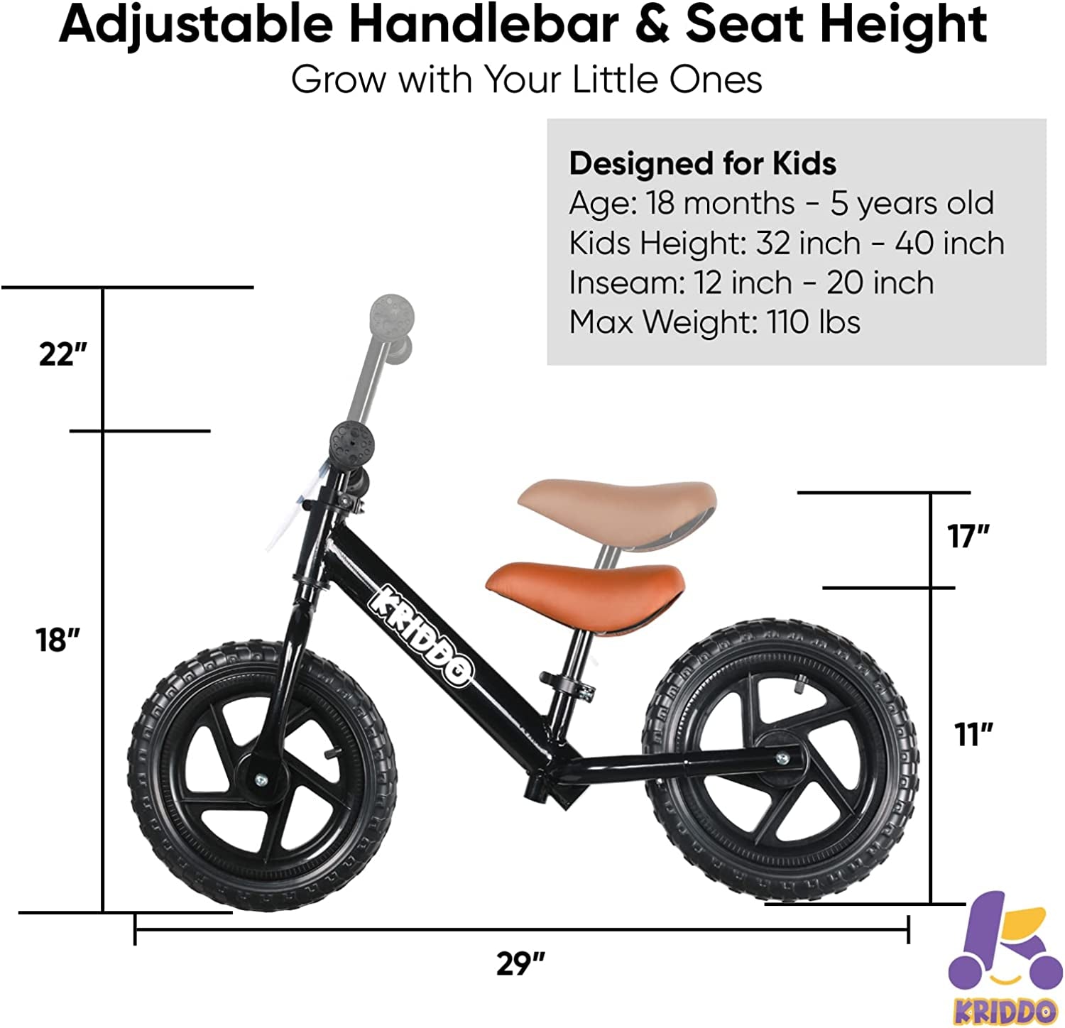 Toddler Balance Bike for Age 18 Months to 5 Years Old, 12 Inch Push Bicycle with Customize Plate (3 Sets of Stickers Included)