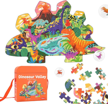 Kids Jigsaw Puzzle Ages 3-8,105 Pieces Dinosaur Floor Puzzle with Storage Bag,Educational Learning Jigsaw Puzzle Toys,Gifts for 3 4 5 6 7 8 Year Old Toddlers Boys Girls Children