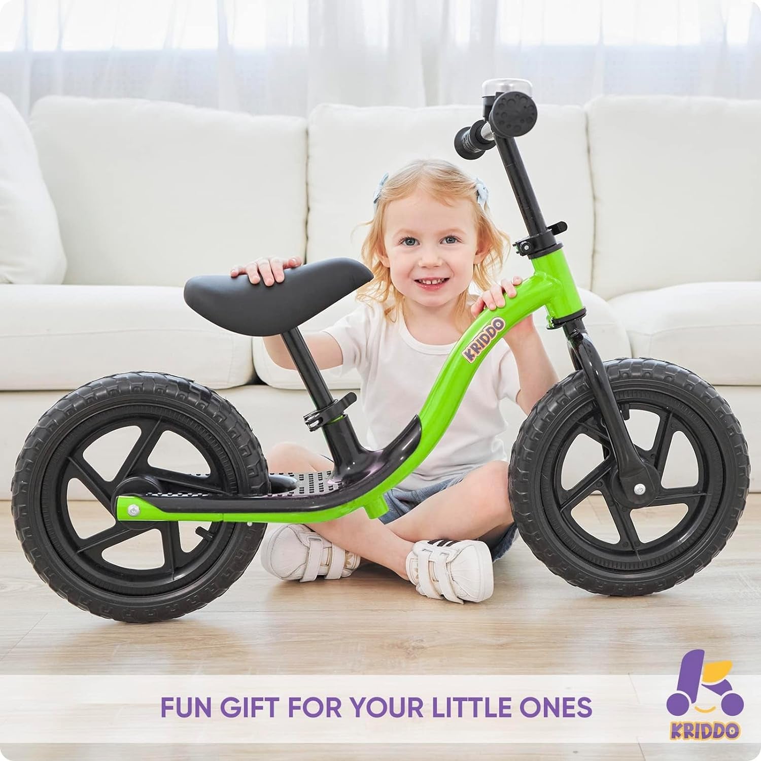 Toddler Balance Bike 2 Year Old, Age 18 Months to 5 Years Old, Early Learning Interactive Push Bicycle with Steady Balancing and Footrest, 2-5 Boys Girls