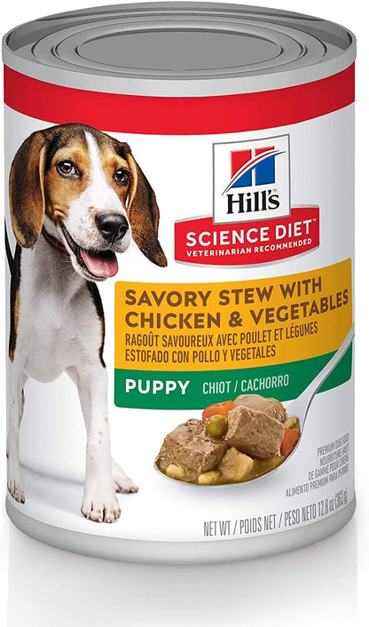 Puppy Wet Dog Food, Savory Stew with Chicken and Vegetables, 363G, 12 Pack, Canned Dog Food