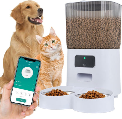 Automatic Feeder for Cats and Dogs 5.5L,2 Stainless Steel Bowls,App Control