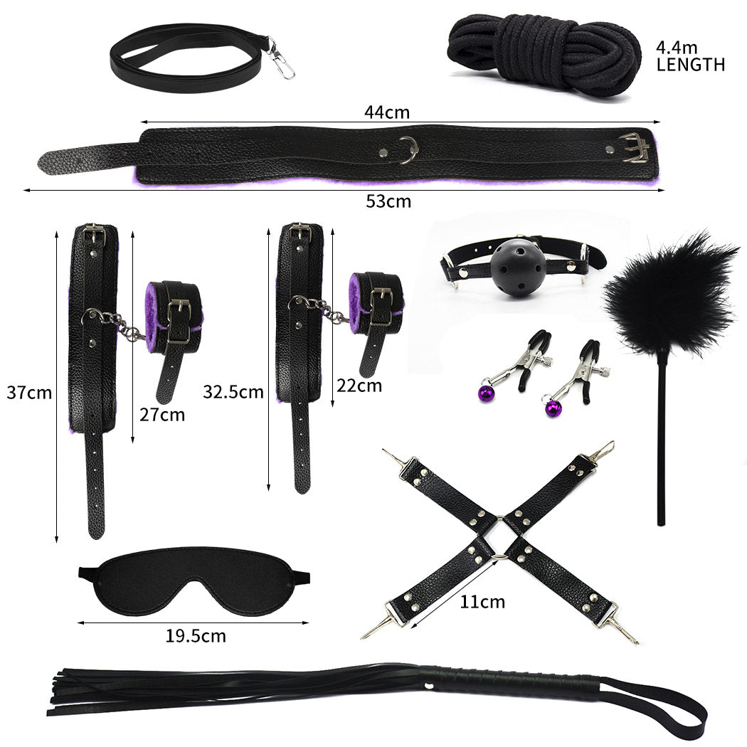 Urway 14 pcs Bondage Set Beginners Starter Kit Cuffs Restraint Rope Sex Toy BDSM