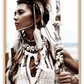 Tribal photography print with neutral colours boho scandi strong woman feather sticks ocean beach