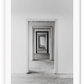 Photography print black and white architechture with minimalistic with decending doorways 