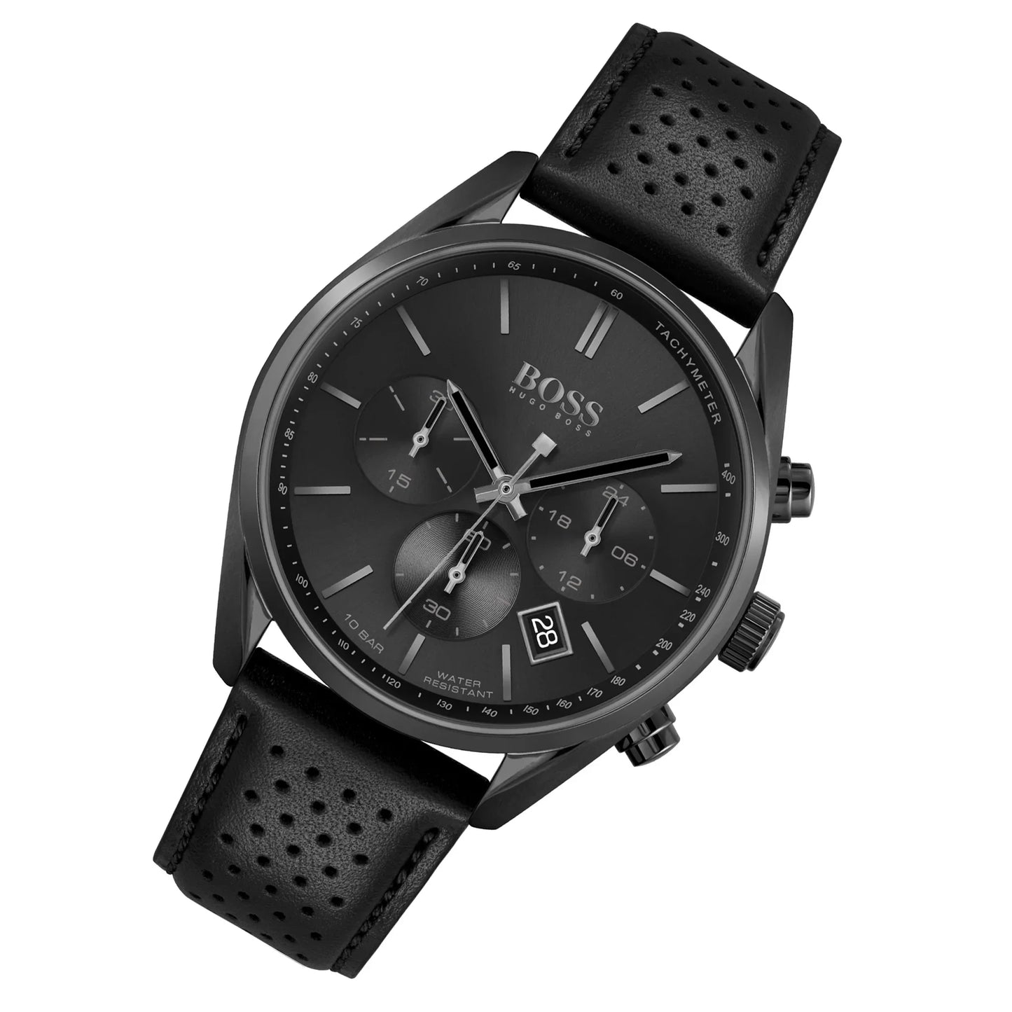 Hugo Boss Black Leather Men's Chrono Watch - 1513880