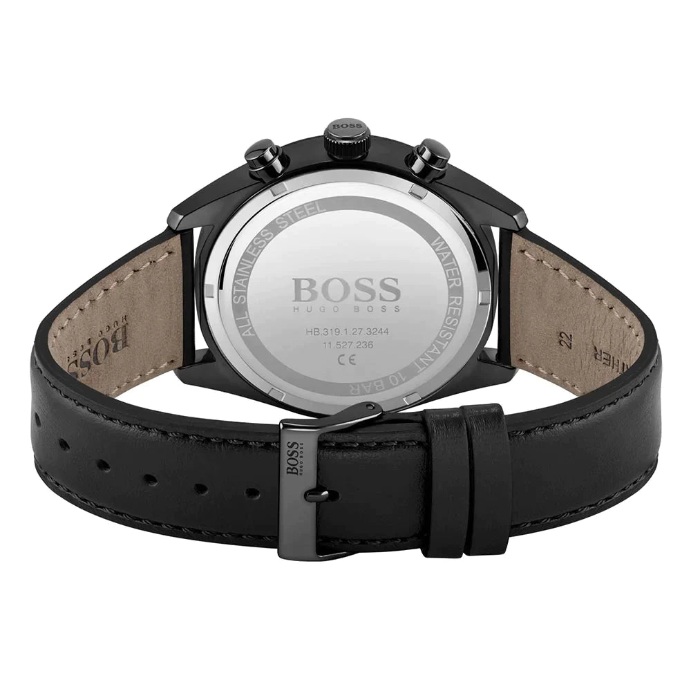 Hugo Boss Black Leather Men's Chrono Watch - 1513880