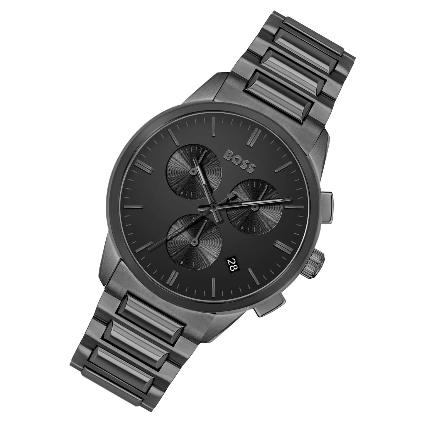 Hugo Boss Grey Steel Black Dial Men's Chrono Watch - 1513929