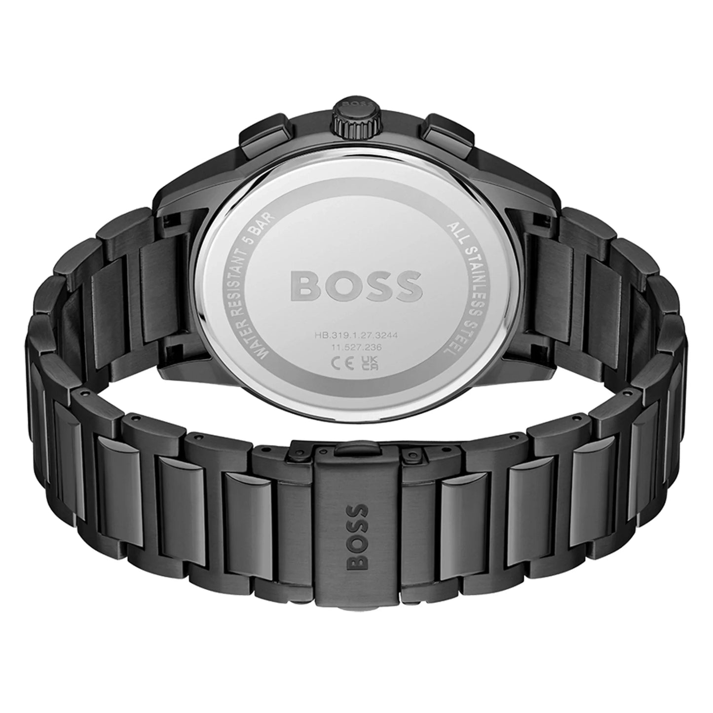 Hugo Boss Grey Steel Black Dial Men's Chrono Watch - 1513929